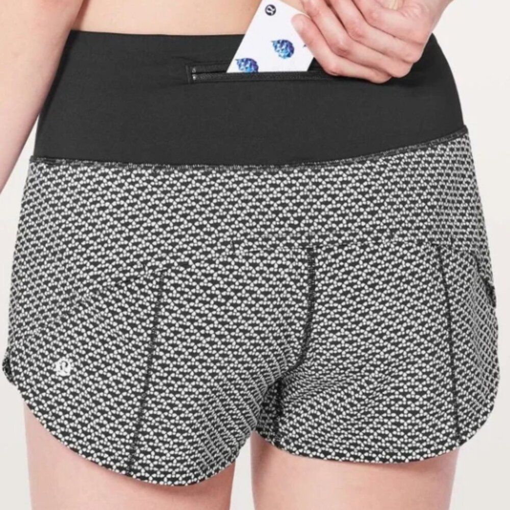 Lululemon Speed Up Shorts High Rise 2.5” Size 6 Monochromic Black W7ALAS